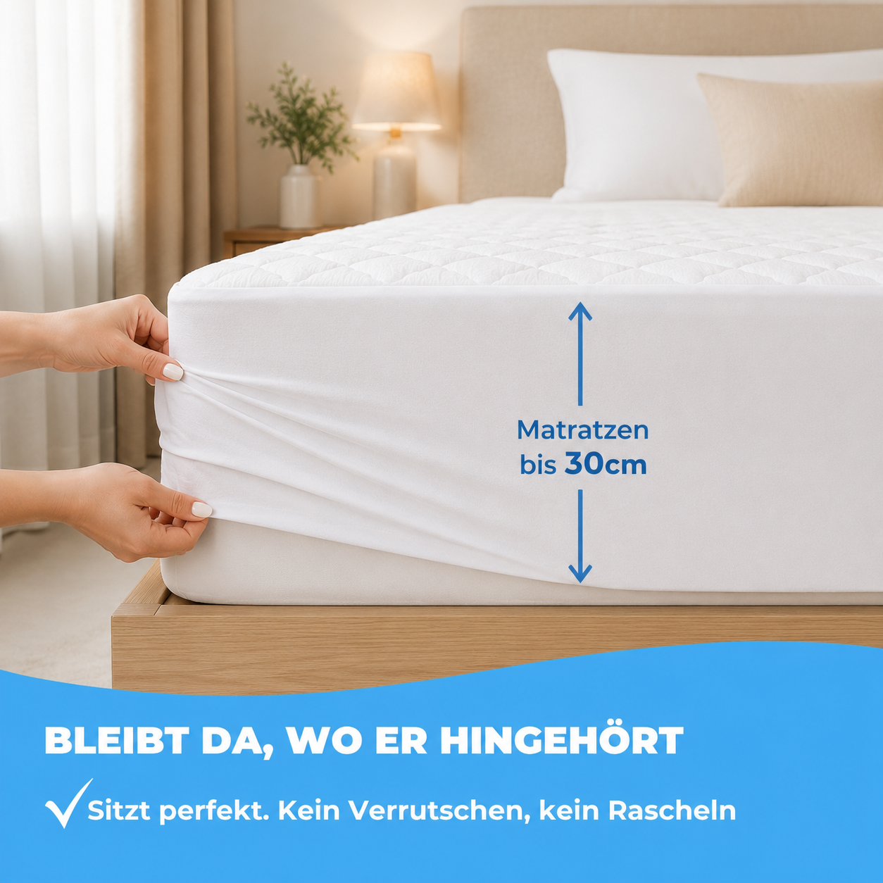 Matratzenschoner Gesteppt 100 % Baumwolle Renforcé (Naturfaser)