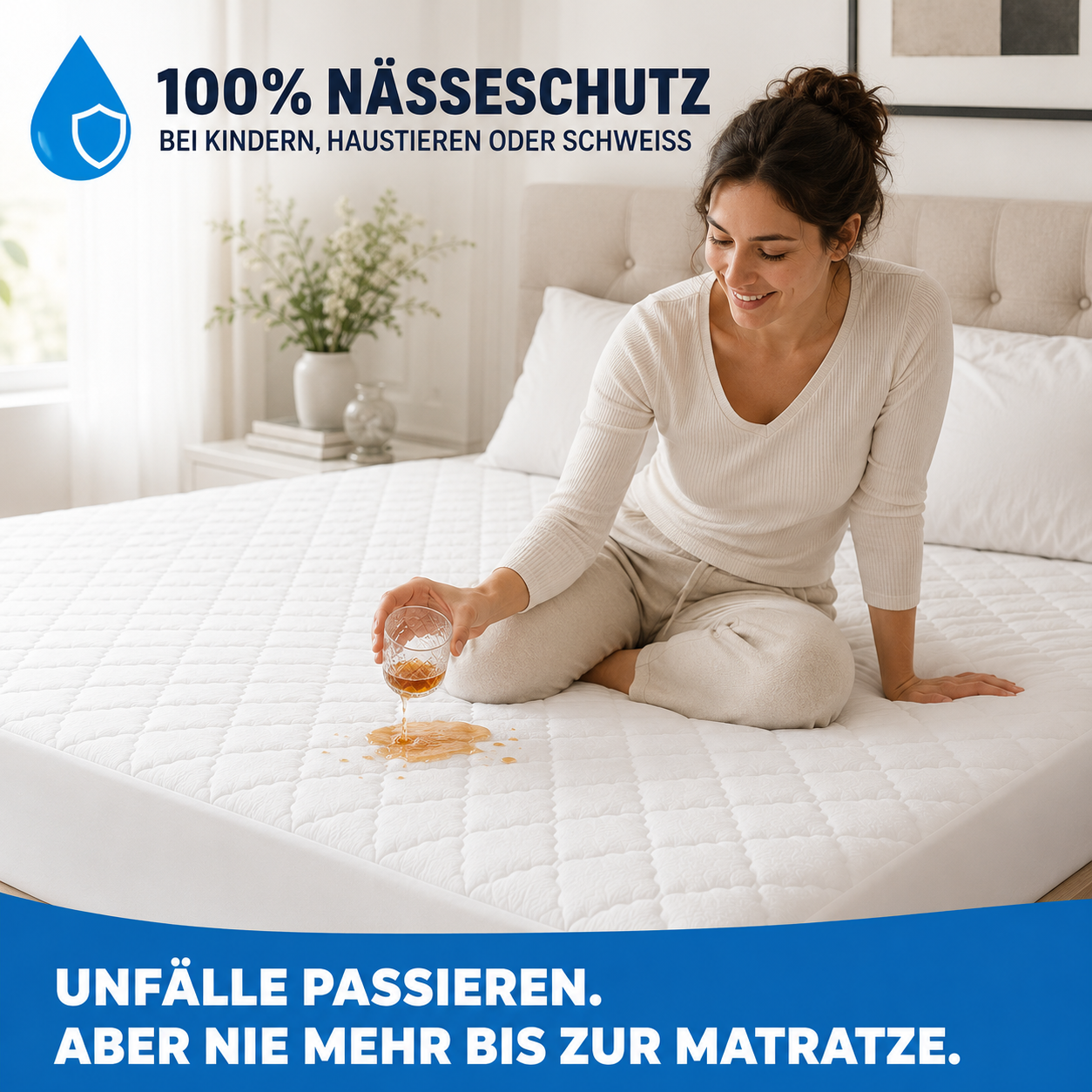 Matratzenschoner Gesteppt 100 % Baumwolle Renforcé (Naturfaser)